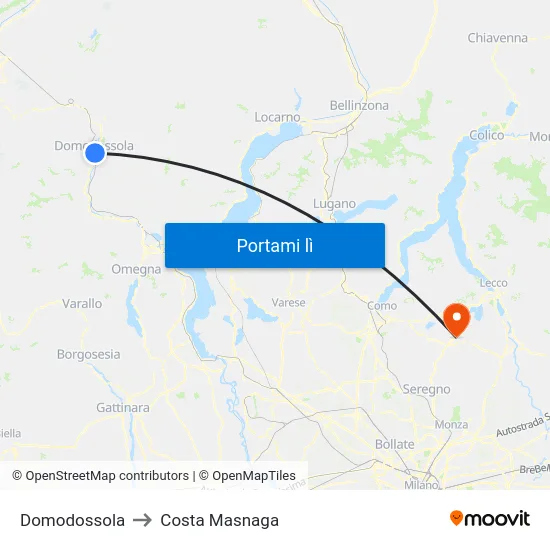 Domodossola to Costa Masnaga map