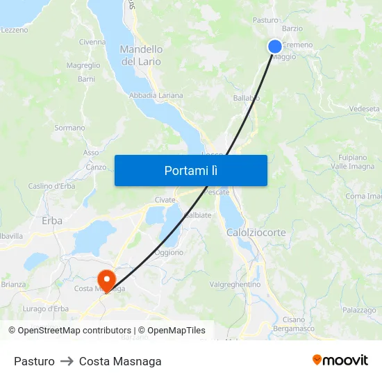 Pasturo to Costa Masnaga map
