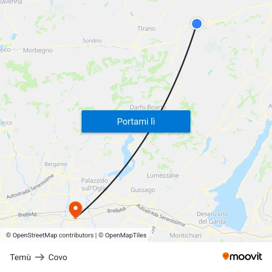 Temù to Covo map