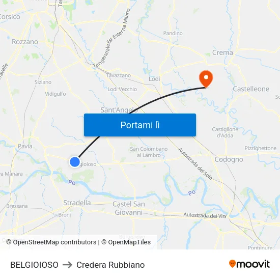 BELGIOIOSO to Credera Rubbiano map