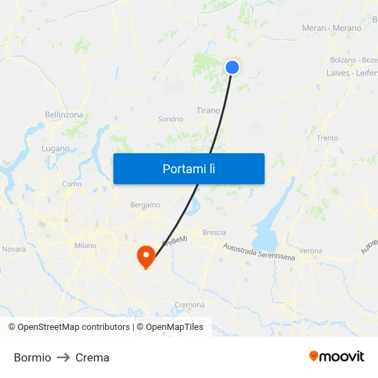 Bormio to Crema map