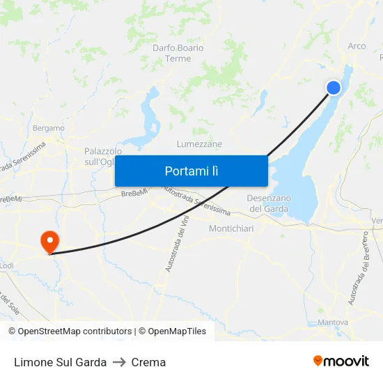 Limone Sul Garda to Crema map