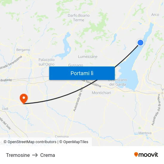 Tremosine to Crema map
