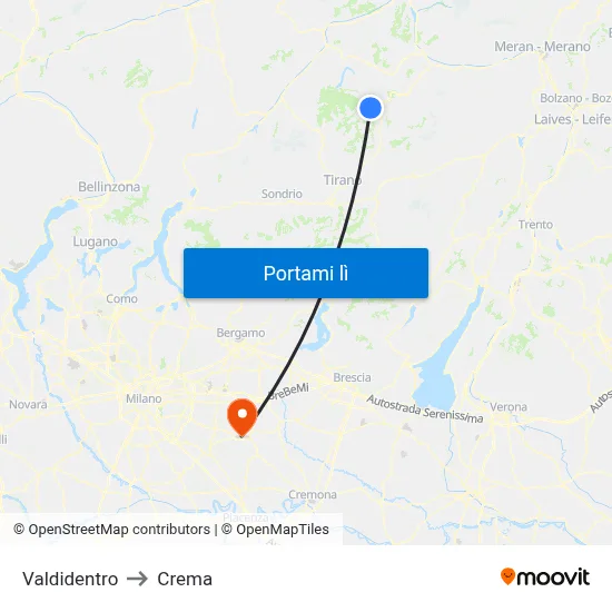 Valdidentro to Crema map