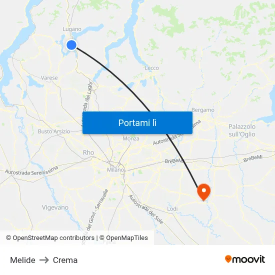 Melide to Crema map
