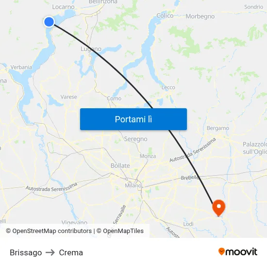 Brissago to Crema map