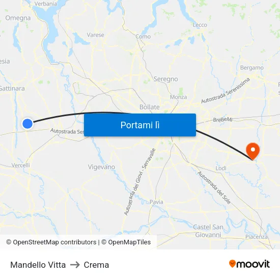 Mandello Vitta to Crema map
