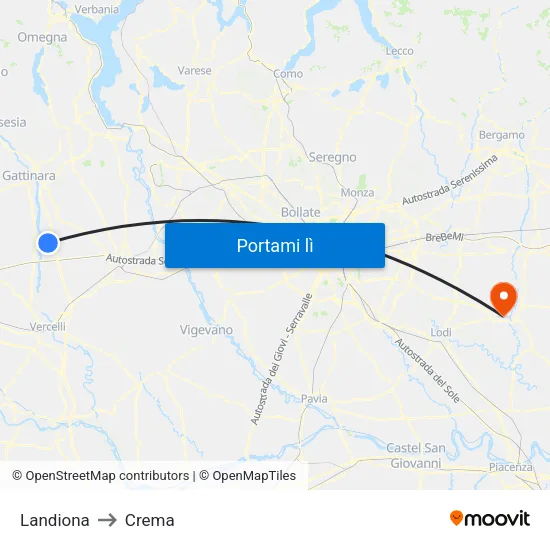 Landiona to Crema map