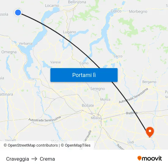 Craveggia to Crema map