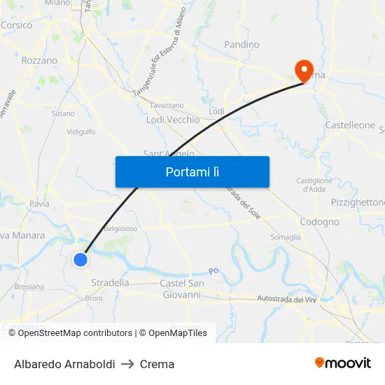 Albaredo Arnaboldi to Crema map