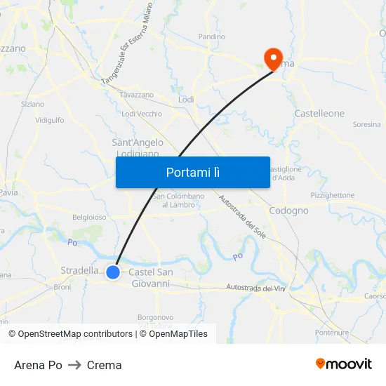 Arena Po to Crema map