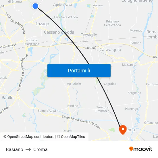 Basiano to Crema map
