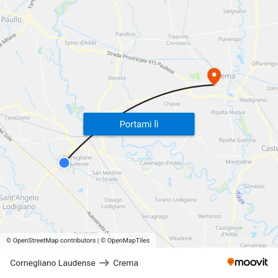 Cornegliano Laudense to Crema map