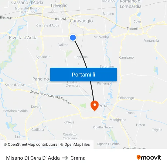 Misano Di Gera D' Adda to Crema map