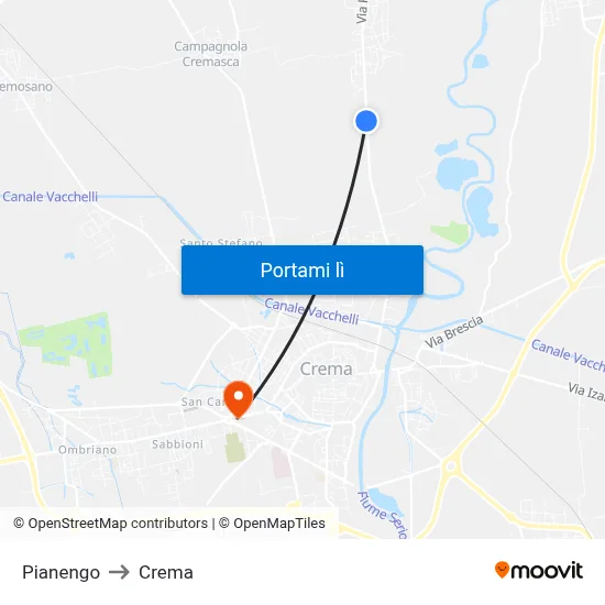 Pianengo to Crema map