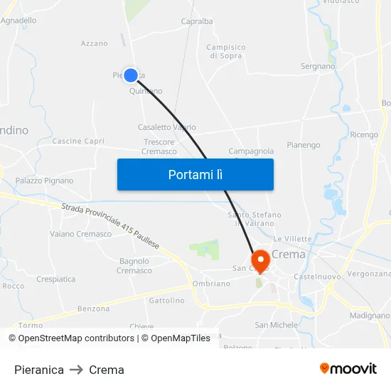 Pieranica to Crema map