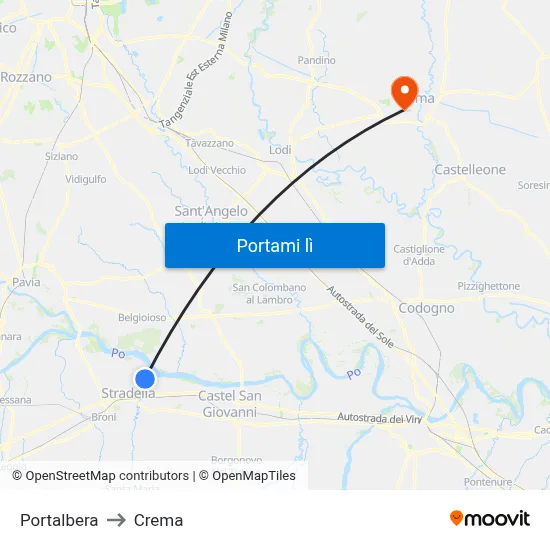 Portalbera to Crema map