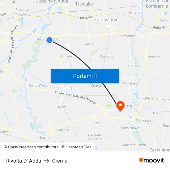 Rivolta D' Adda to Crema map