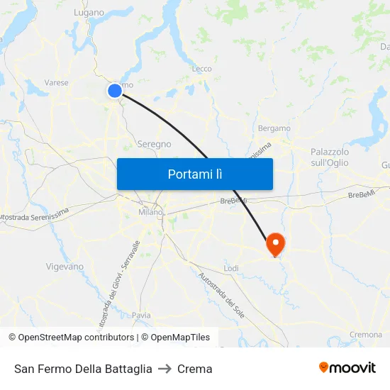 San Fermo Della Battaglia to Crema map