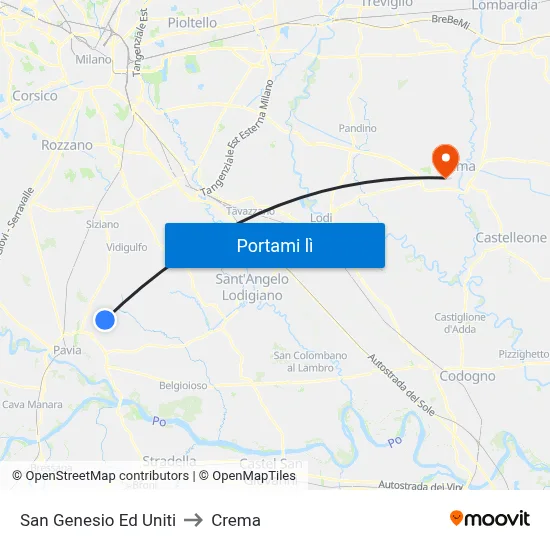 San Genesio Ed Uniti to Crema map