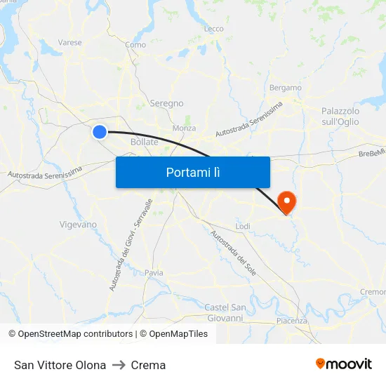 San Vittore Olona to Crema map
