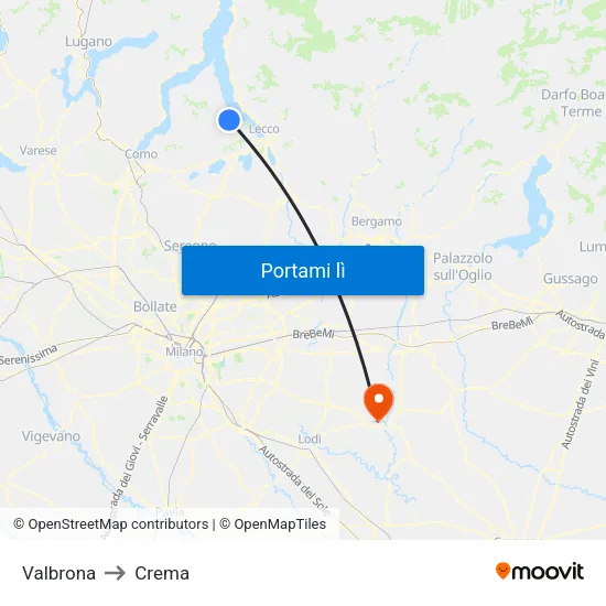 Valbrona to Crema map