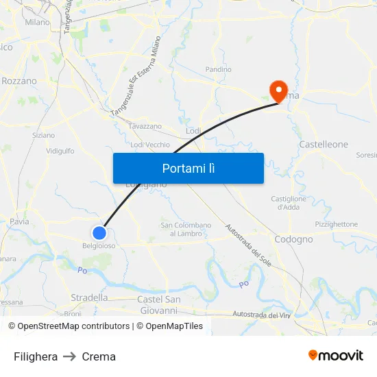 Filighera to Crema map