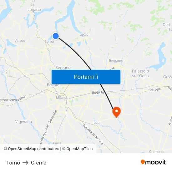 Torno to Crema map