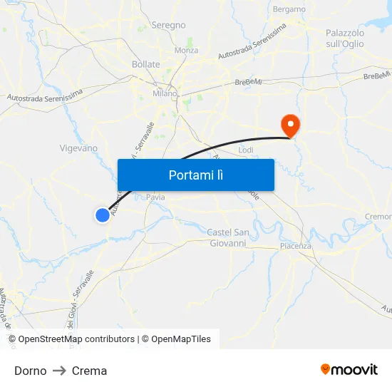 Dorno to Crema map