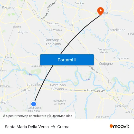Santa Maria Della Versa to Crema map