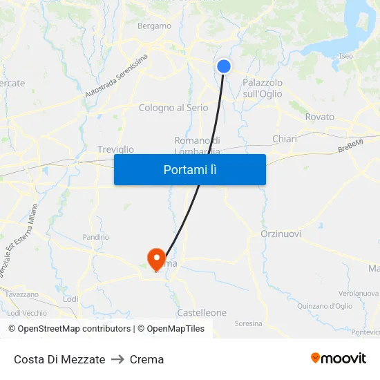Costa Di Mezzate to Crema map