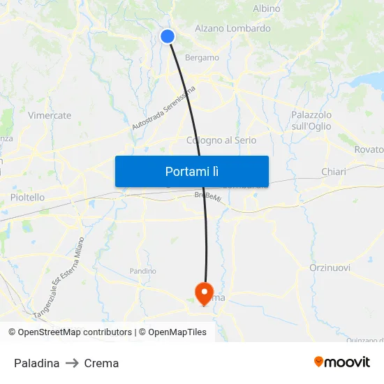 Paladina to Crema map