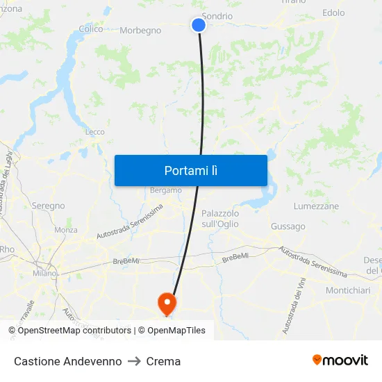 Castione Andevenno to Crema map
