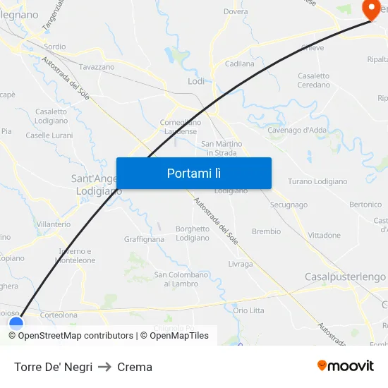 Torre De' Negri to Crema map