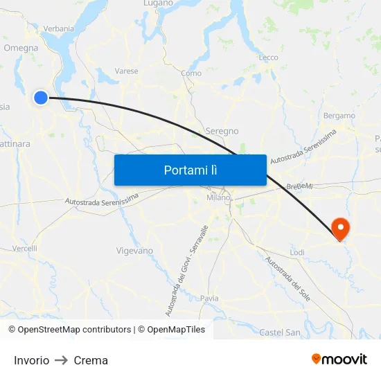 Invorio to Crema map