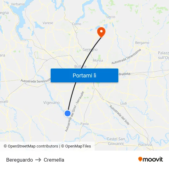 Bereguardo to Cremella map