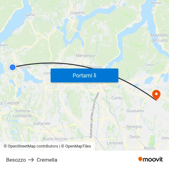 Besozzo to Cremella map