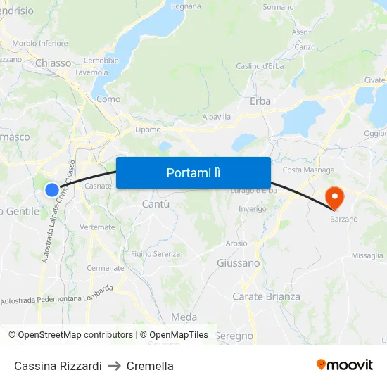Cassina Rizzardi to Cremella map