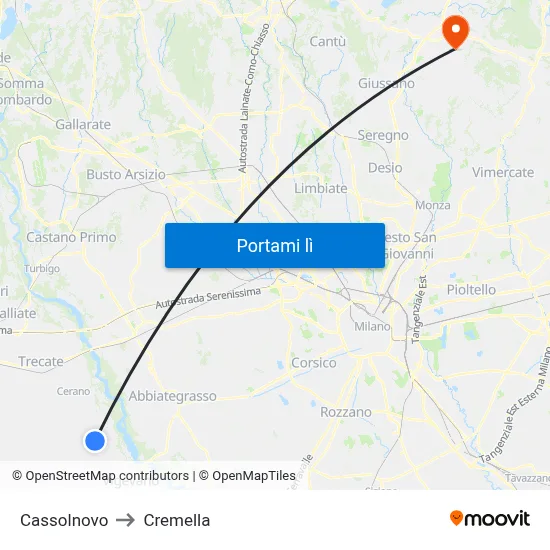 Cassolnovo to Cremella map