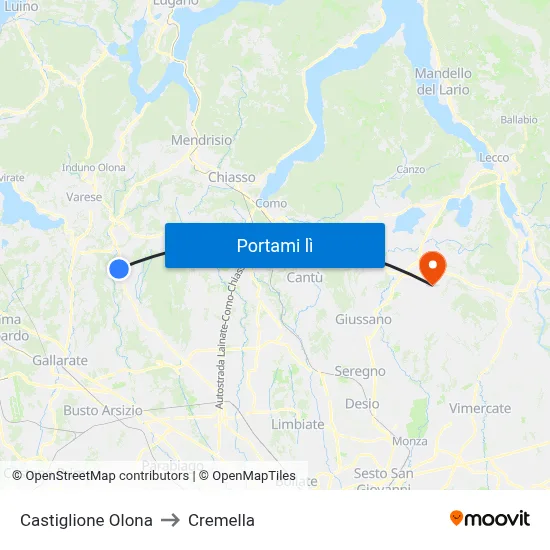Castiglione Olona to Cremella map