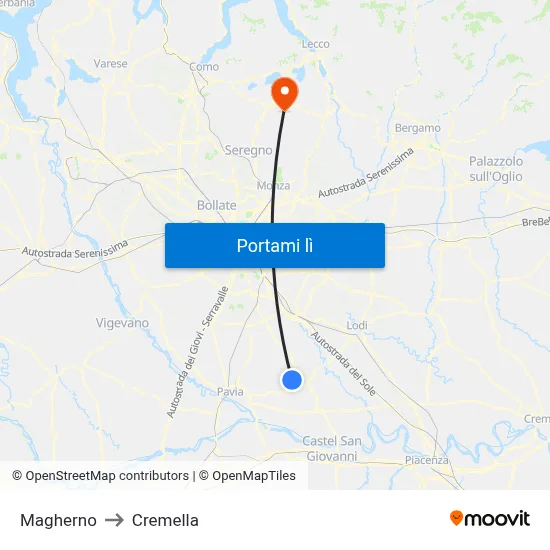 Magherno to Cremella map
