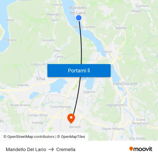 Mandello Del Lario to Cremella map