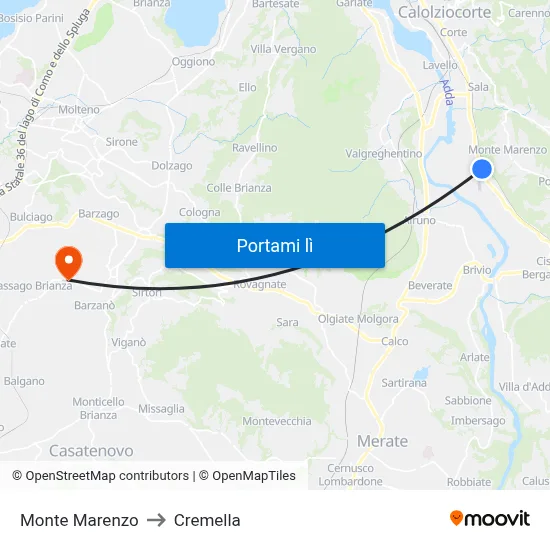 Monte Marenzo to Cremella map