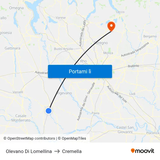 Olevano Di Lomellina to Cremella map