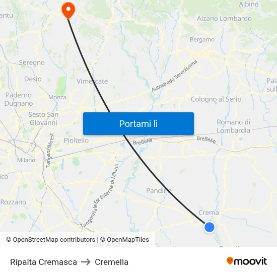 Ripalta Cremasca to Cremella map