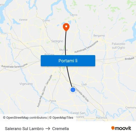Salerano Sul Lambro to Cremella map