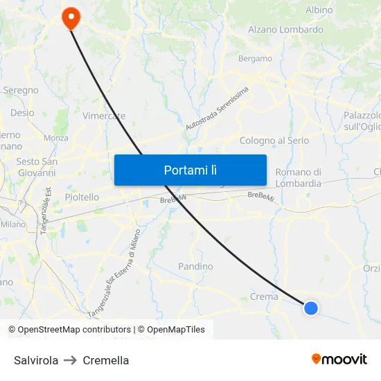 Salvirola to Cremella map