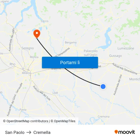San Paolo to Cremella map