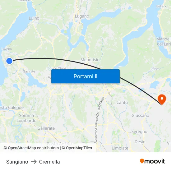 Sangiano to Cremella map