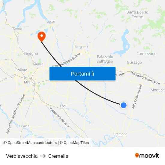 Verolavecchia to Cremella map